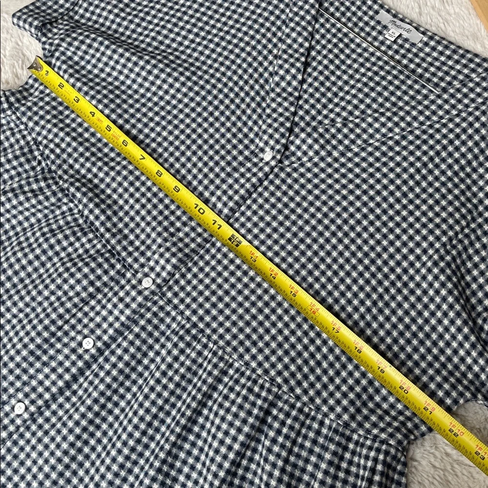 Madewell Cuff-Sleeve Button-Front tiered Mini Dress in Gingham Check XL - Picture 8 of 9
